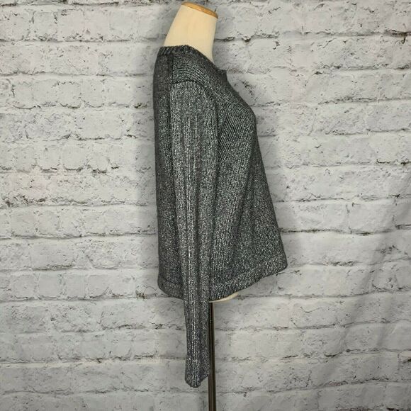 J Crew Lurex Silver Metallic Lamb Wool Ribbed Crew Neck Sweater size large - Picture 7 of 11